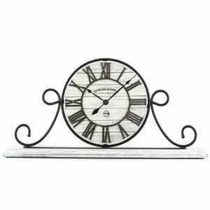 Sterling & Noble Farmhouse Collection Wrought Iron Mantel Clock in Whitewash